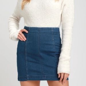 Free People Dark Wash Mini Skirt